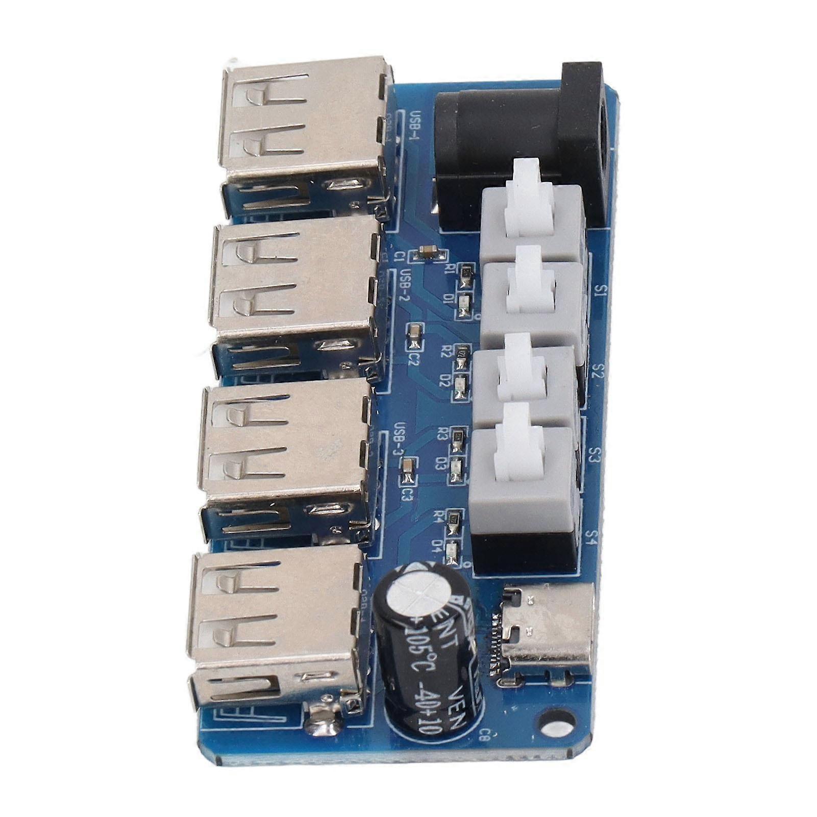 Power Expansion Module Button Control 4 Channel USB Power Splitter Power Module Board 5V 