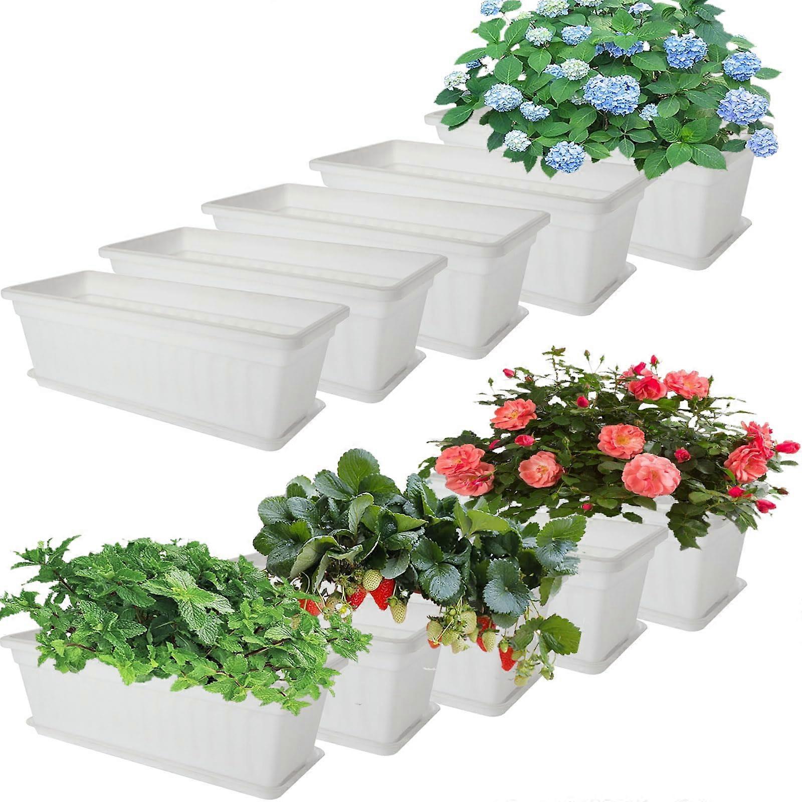10 Pack White Window Planter Boxes with Drainage Holes, 17 Inch