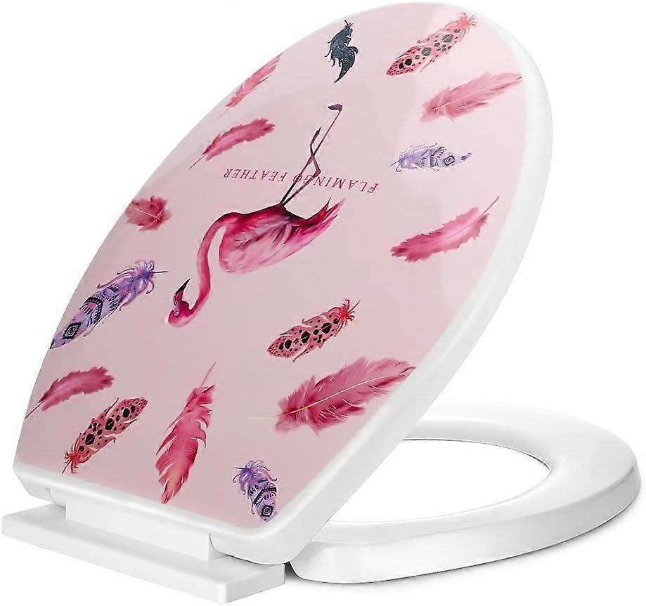 Högkvalitativ mjuk stäng toalettsits, flamingotryckt design toalettsitsar gåva
