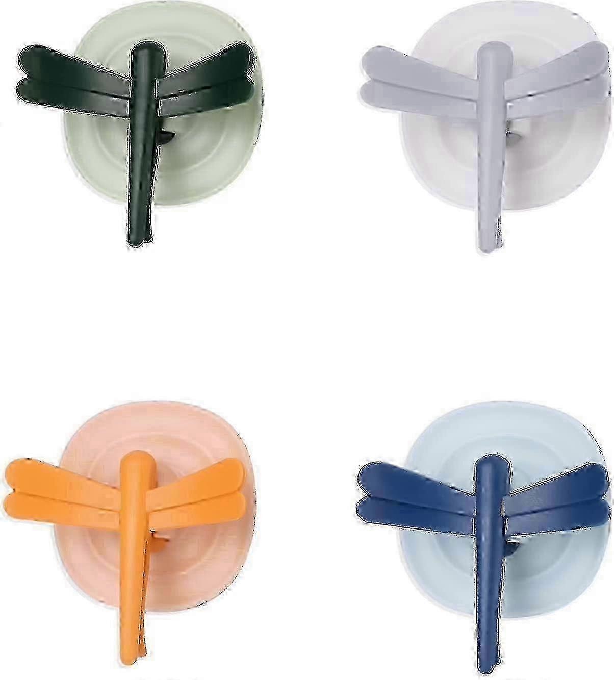 4 επαναχρησιμοποιήσιμα αυτοκόλλητα άγκιστρα τοίχων πακέτων με το ζωηρόχρωμο σχέδιο λιβελλούλας για την εγχώρια οργάνωση