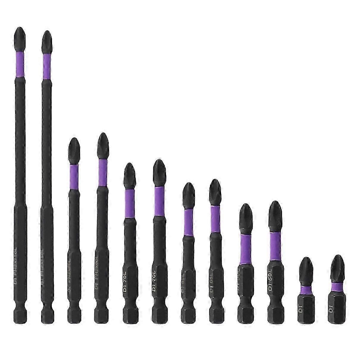 12PCS 25-150mm Magnetic Impact Bit Anti-Slip Screwdriver Bit Set for Power Drilling