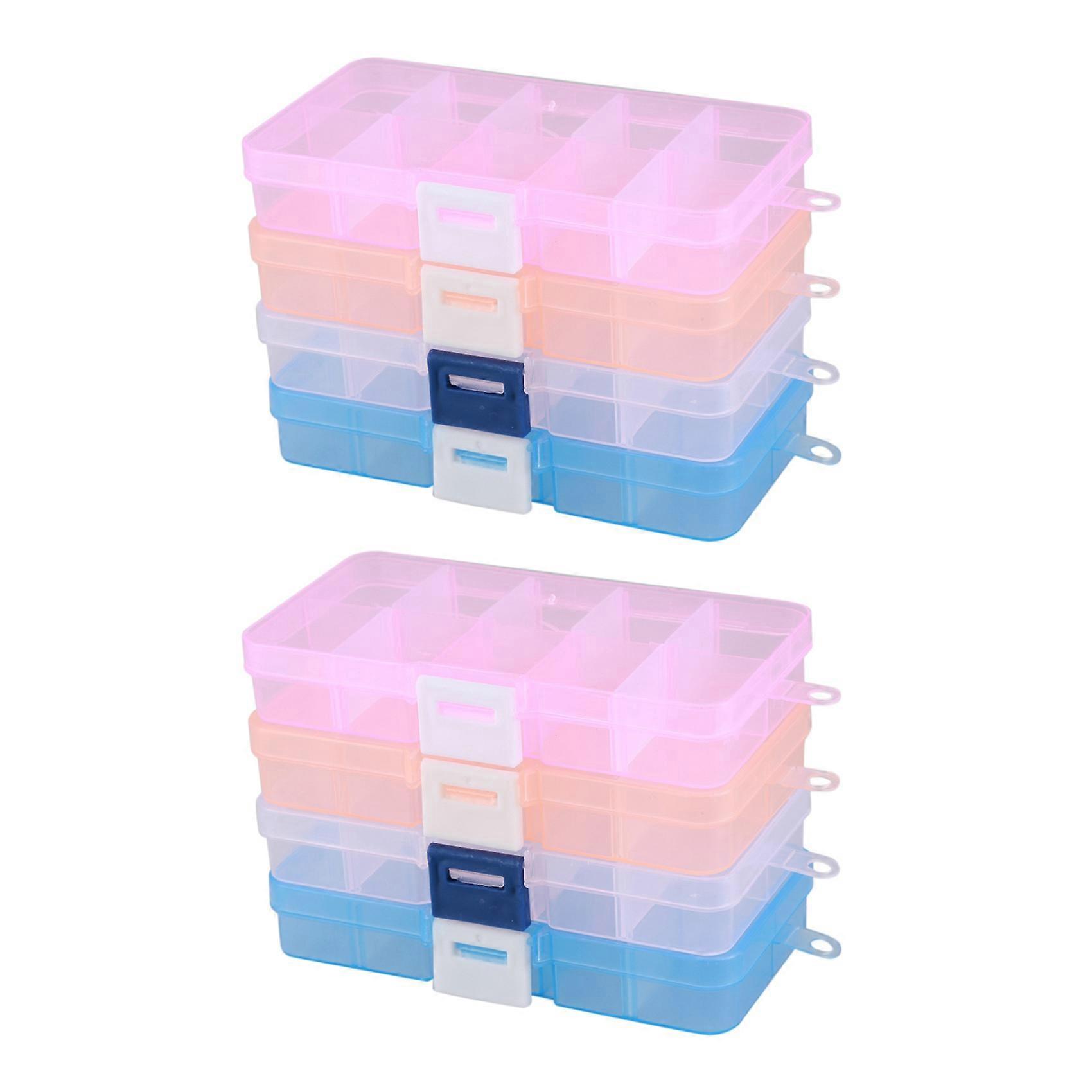Pack of 8Pcs Plastic Jewelry Box Organizer Storage Container with Adjustable Dividers 15 Grids