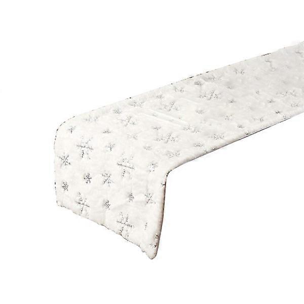 Warm Table Runner Delicate Edge Plush Snowflake Pattern Christmas Cloth for Festival (3)