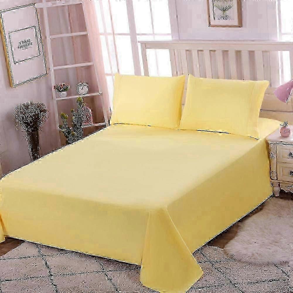 Flat sheet for single bed yellow cotton 200x230 cm no elastic