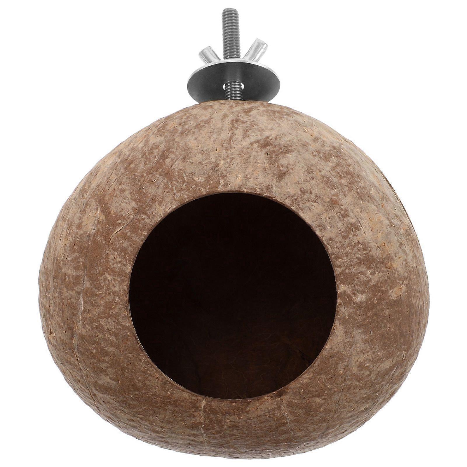 Coconut Shell Pet Bird Nest Hamster Squirrel Breeding Nest Crafts Delicate Bird House Pendant for Yard Garden