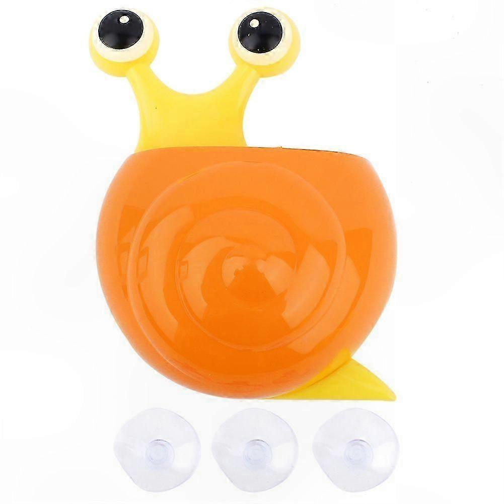 Orange Snail-Shaped Bathroom Wall Mount Toothbrush and Toothpaste Organizer with Strong Suction Cup