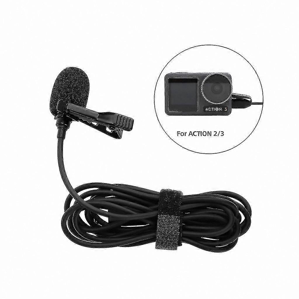 Action Camera Noise-Reduction Mic with Windproof Foam for Multi-Models Compatibility