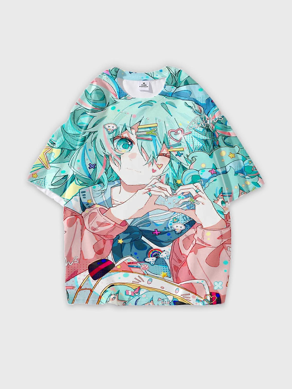 T-Shirt Short Sleeve Round Neck, Summer Casual Loose Graphic Tee, Unisex Pattern V1162