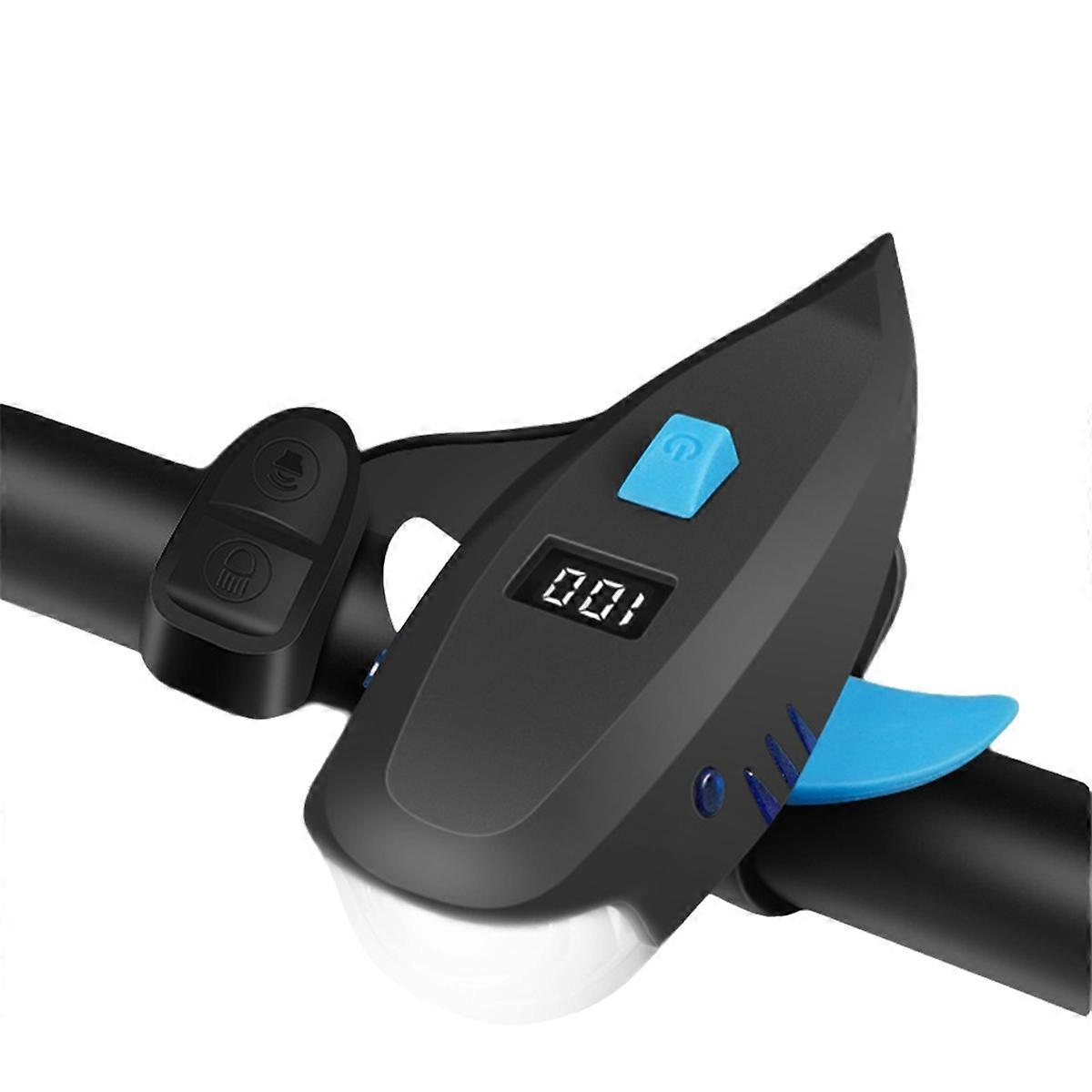 Bike Horn with Light, Electric Bicycle Bell & Rechargeable Headlight, Wireless Remote Control Bicycle Light Blue