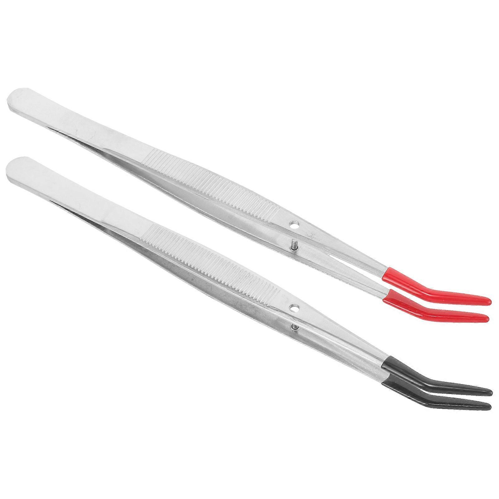 2Pcs Stainless Steel Stamp Tweezers Collector Tools for Crafting and Eyelashes