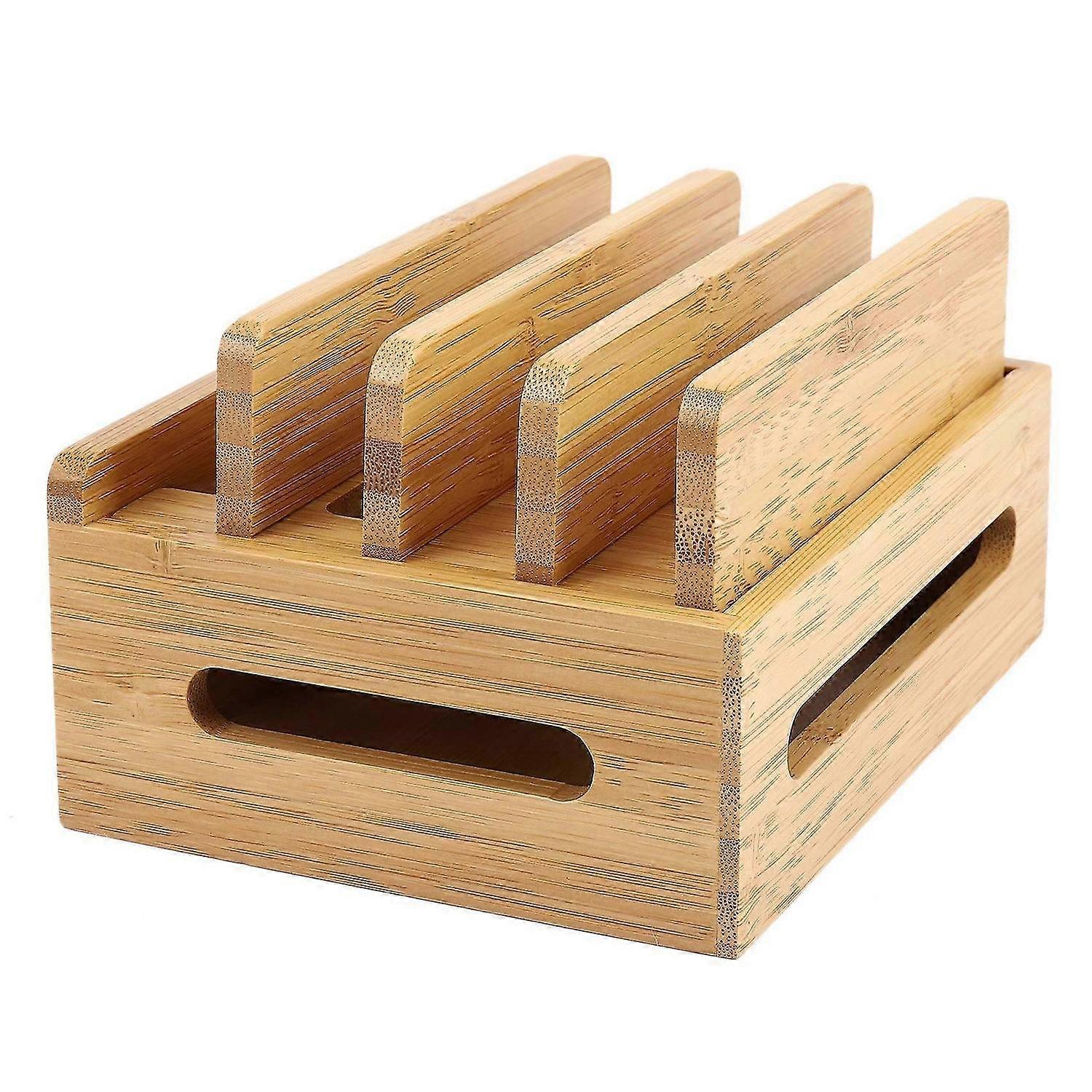 suitable for mobile phone, bamboo wood multi-device charging station organizer office flat bracket