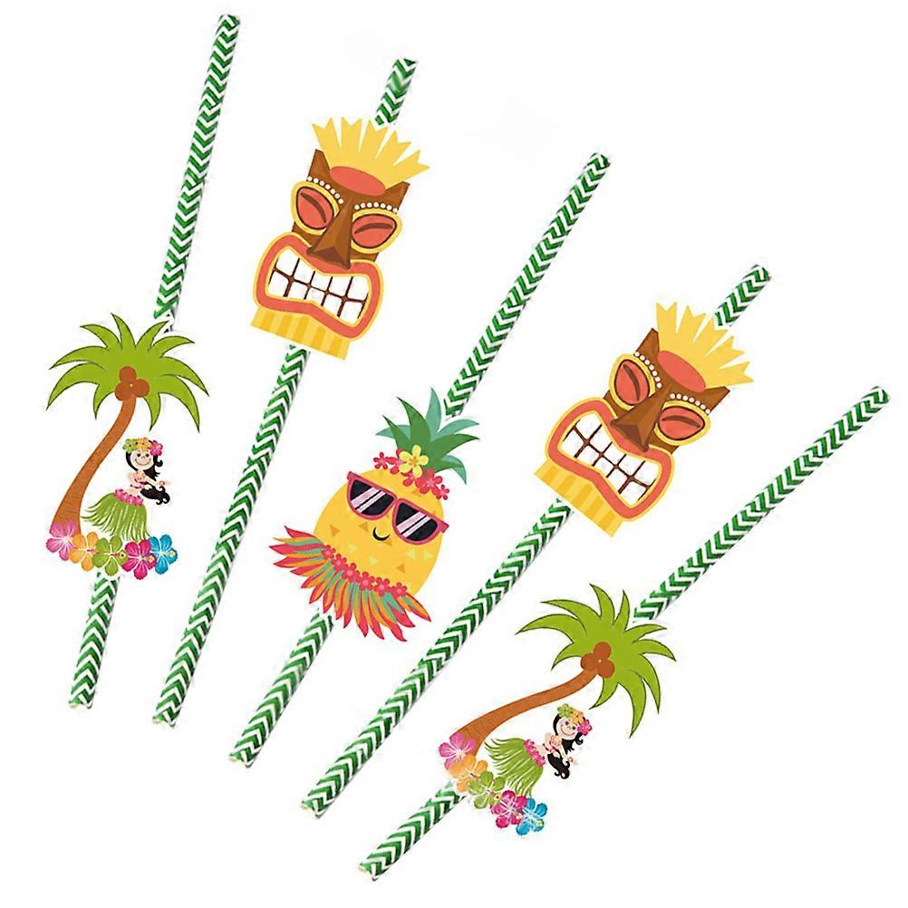 Luau Tropical Drinking Straws For Summer Beach Pool Parties 36Pcs Decorative Straws Ideal For Birthday Weddings