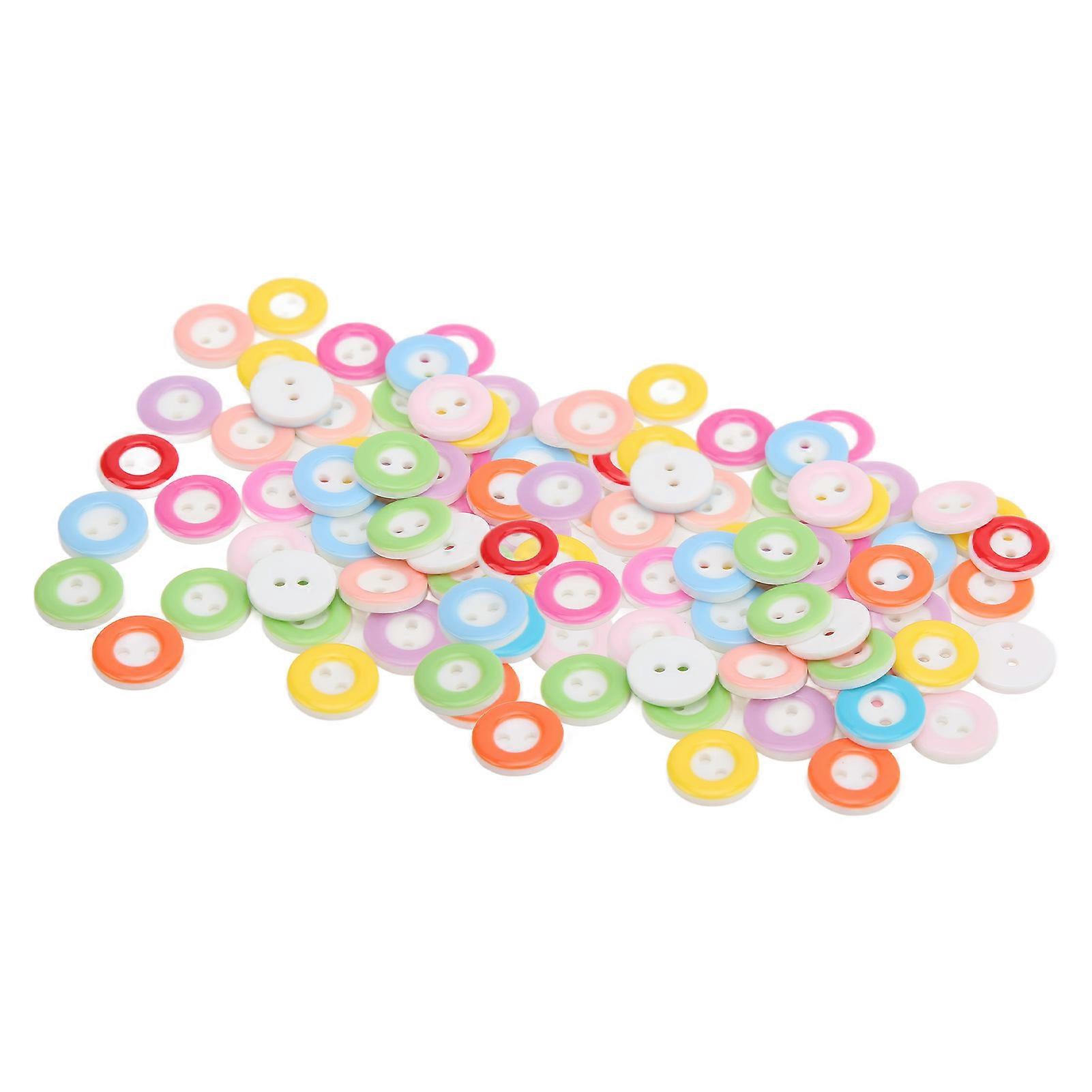 100 Pcs Colorful Waterproof Resin Buttons 2 Holes Durable DIY