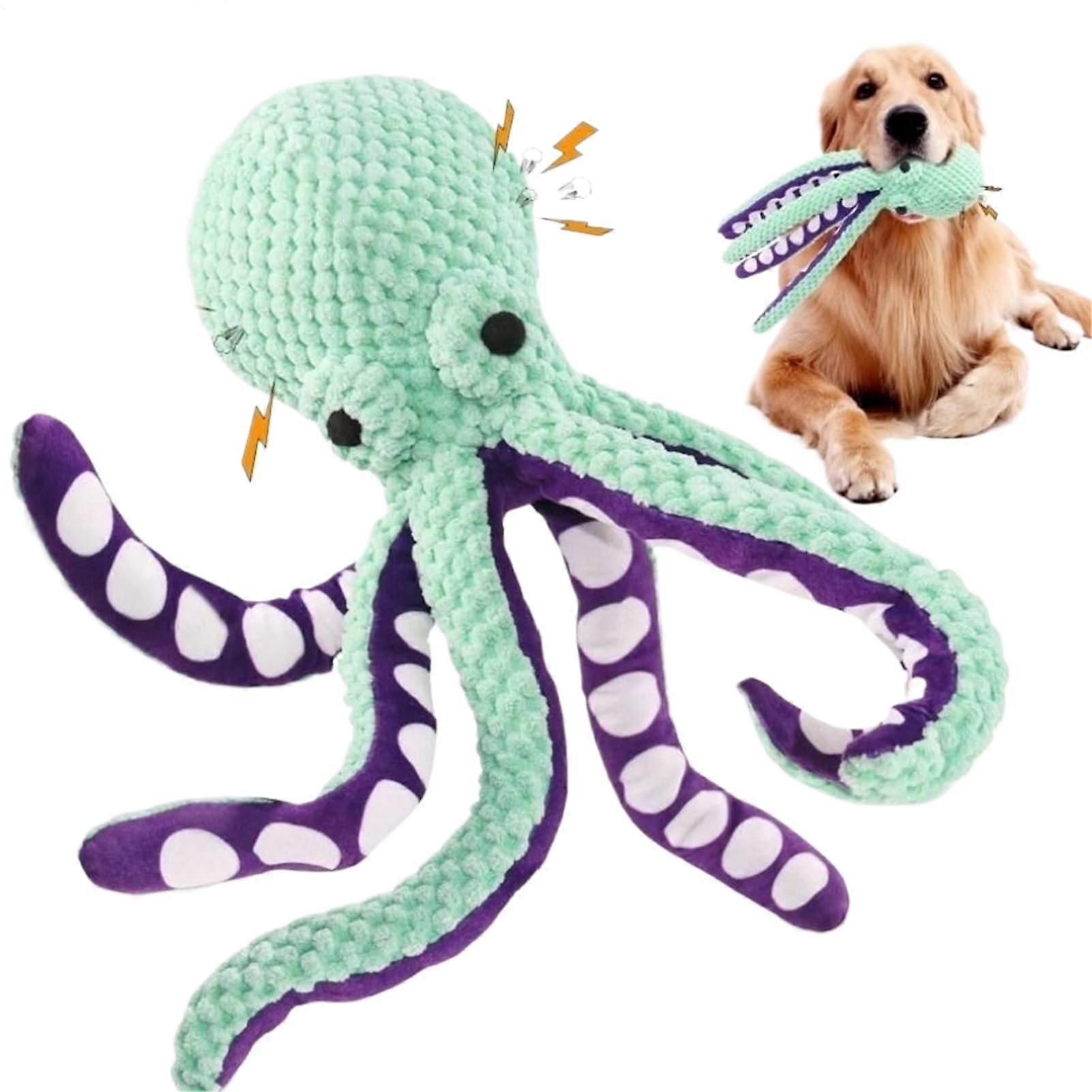 Octopus Dog Toy Plush Chew Toy For Small And Medium Dogs Aggressive Chewer Durable Squeaky Teething Toy Green