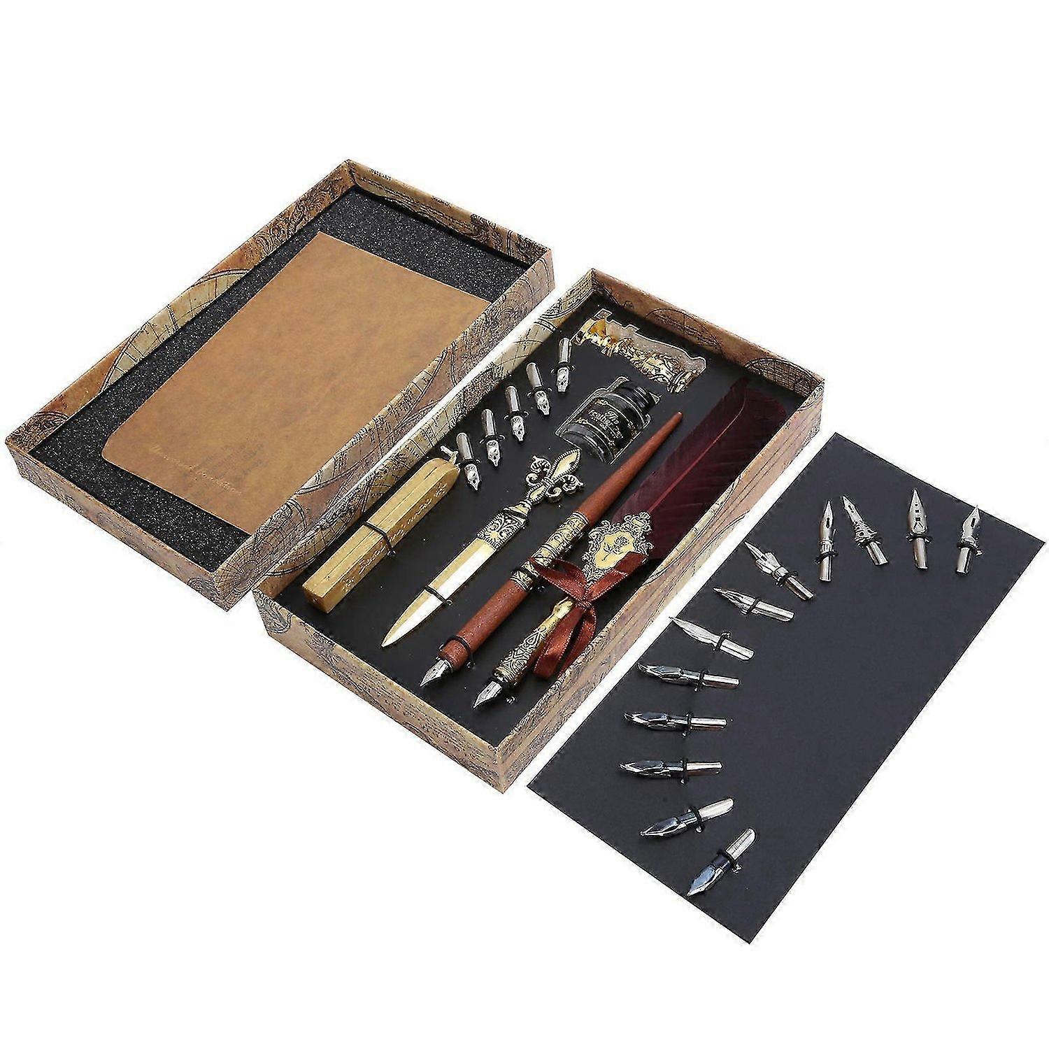 2025 Latest Model Feather Pen Set Calligraphy Writing Drawing Quill Dip Kit