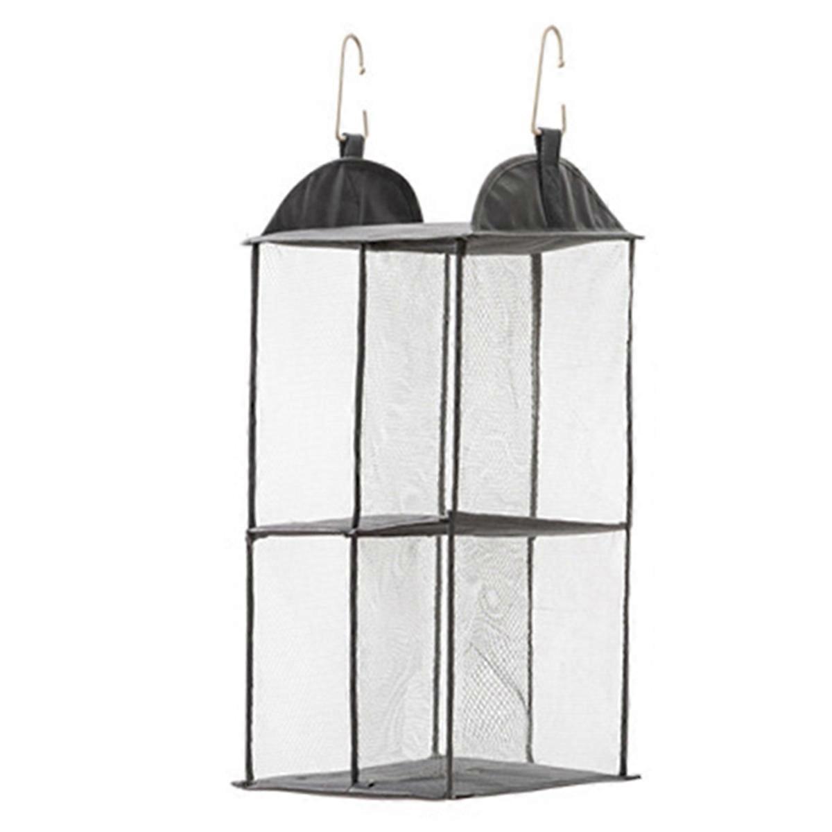 Eco-Friendly Hanging Tote Bag Organizer - Dust-Proof, parent Storage Solution for Closets Storage Bag Black 2 Layer