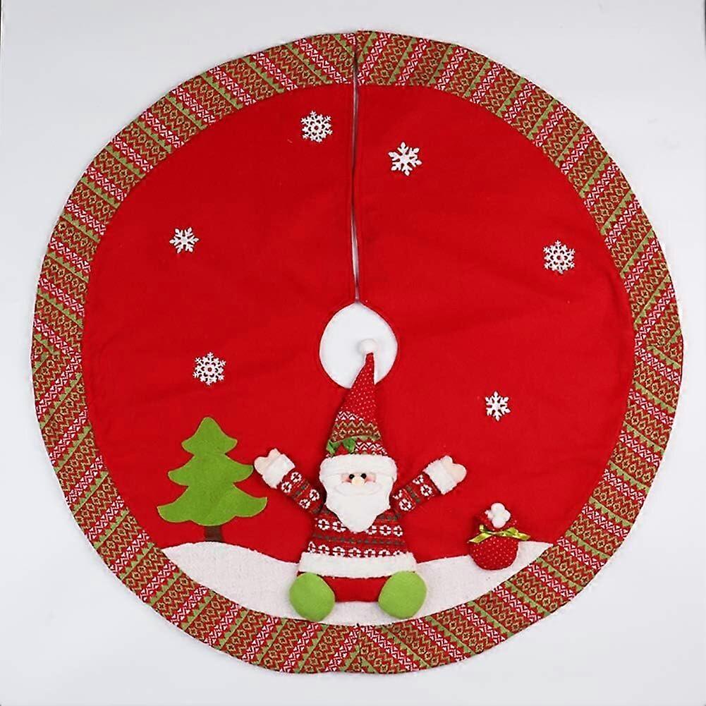 Christmas Tree Skirt Bottom Cover Apron Wrap - Santa Claus and Snowman