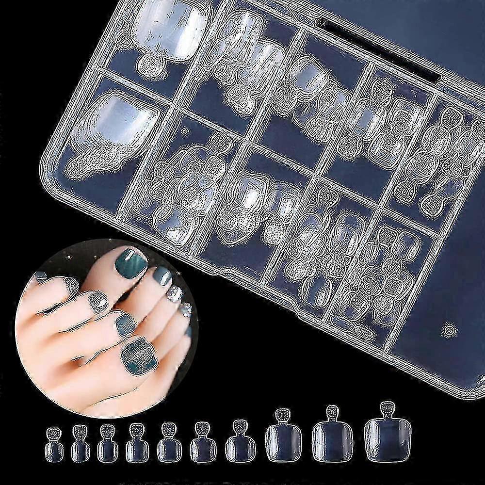 100 Pcs False Toenails Tip With Box, Acrylic Artificial Toenails