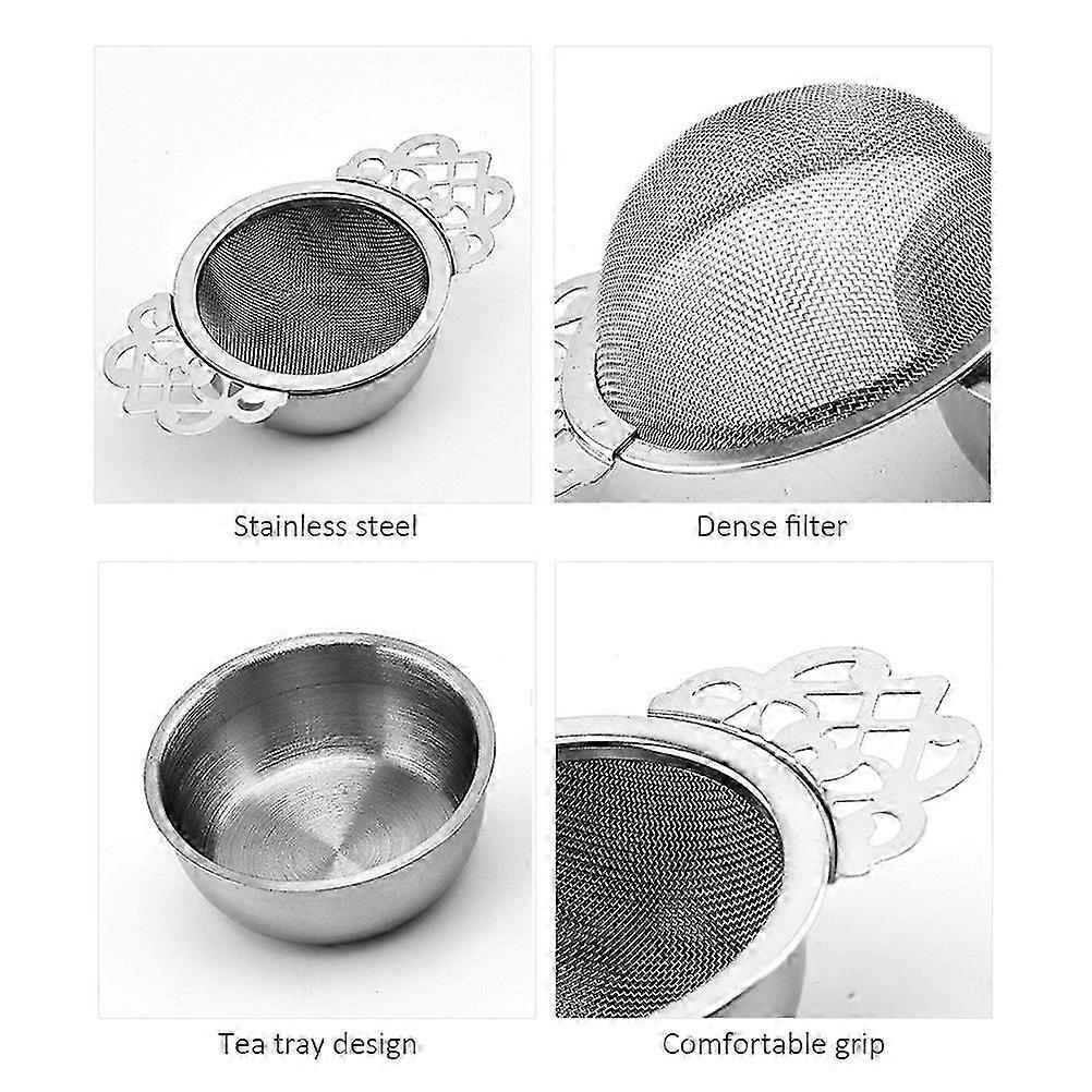 2025 Tea Strainers with Drip Bowl Stainless Steel Tea Infuser Set Tea Filter with Double Wing Handles