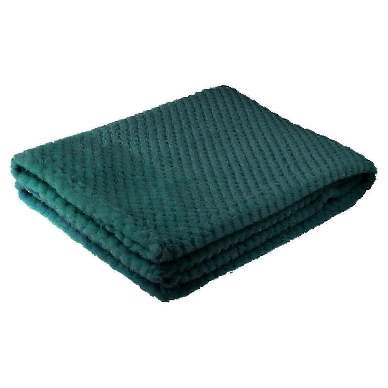 Thickened Solid Color Pineapple Grid Blanket Coral Fleece Lightweight Blanket 180x200cm Water blue