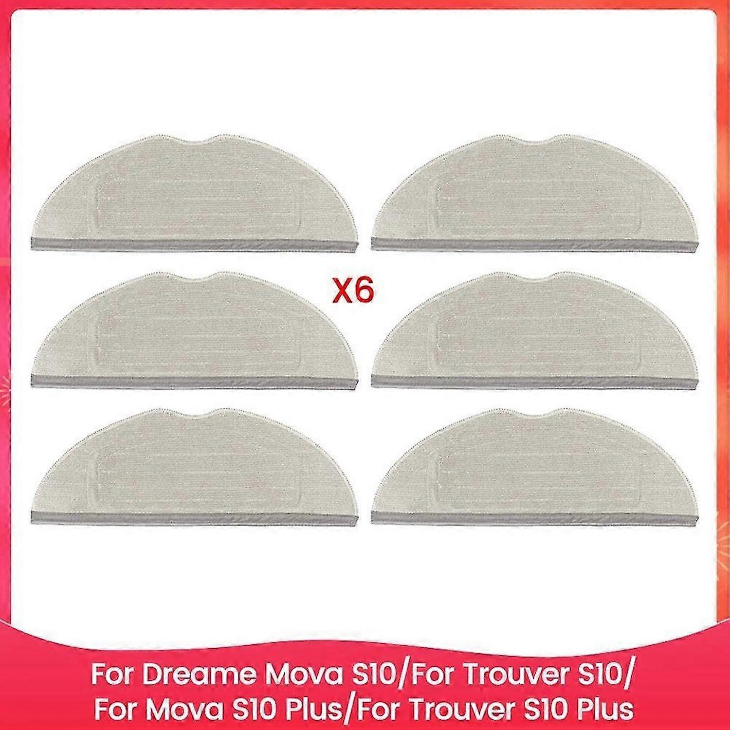 Mop Cloth Pads for Dreame Mova S10/Trouver S10/Mova S10 Plus/Trouver S10 Plus Spare Parts 6PCS