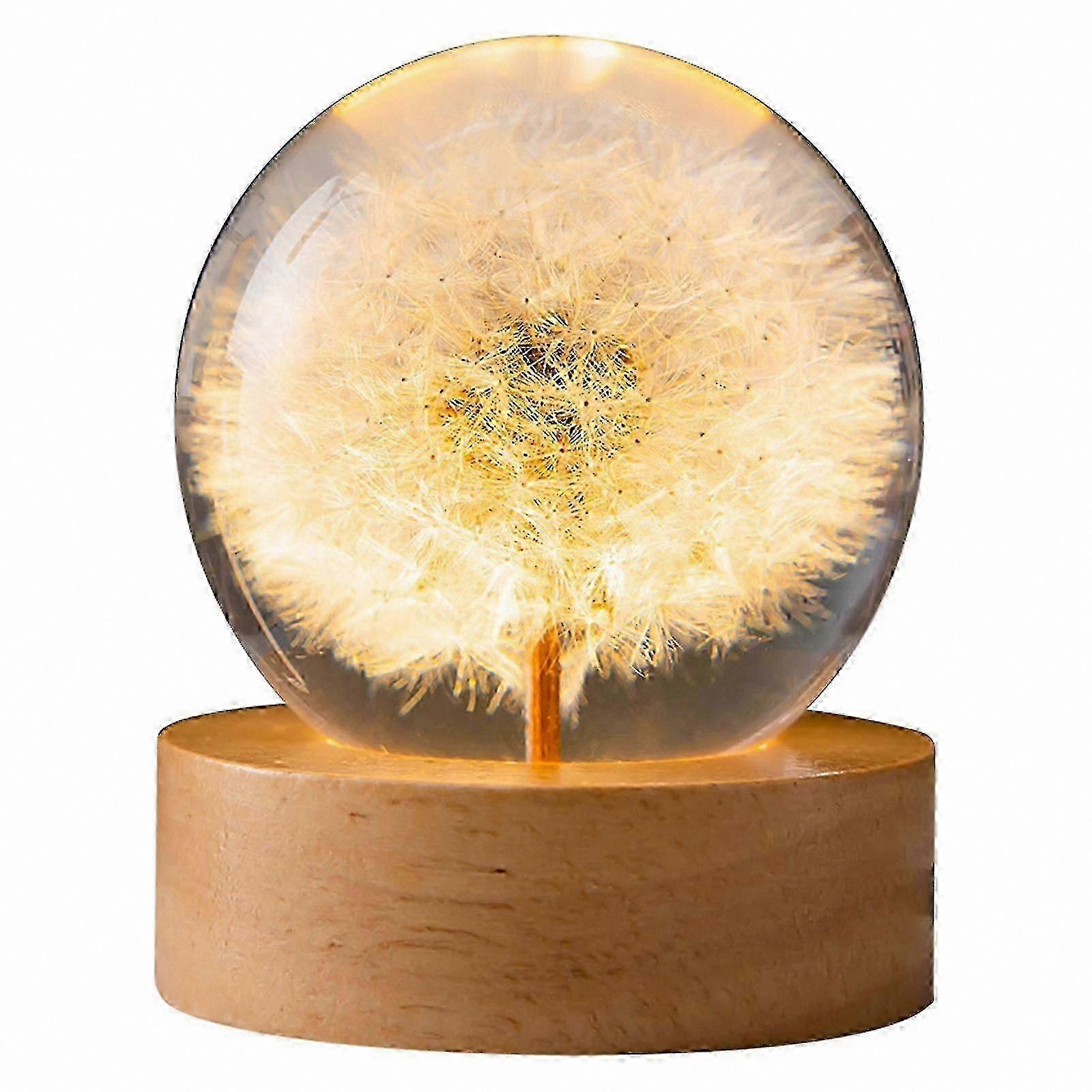 Floral Crystal Globe Lamp with Dandelion Design for Women, Moms, and Kids Gift Ideal декорative Ornament