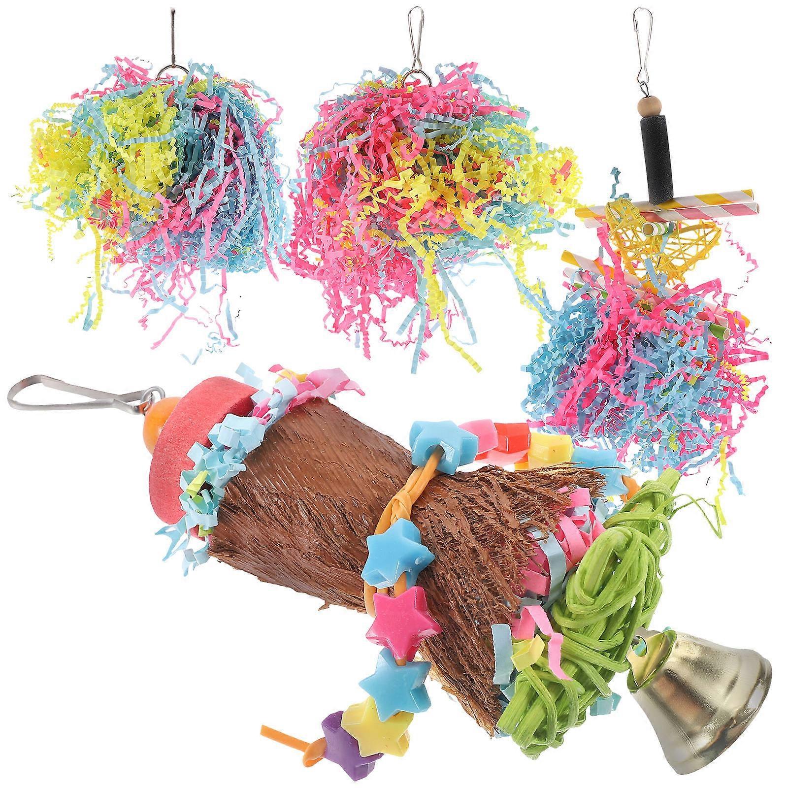 Wooden Parrot Chewing Toy Hanging Foraging Toy Set 16Pcs for Birds