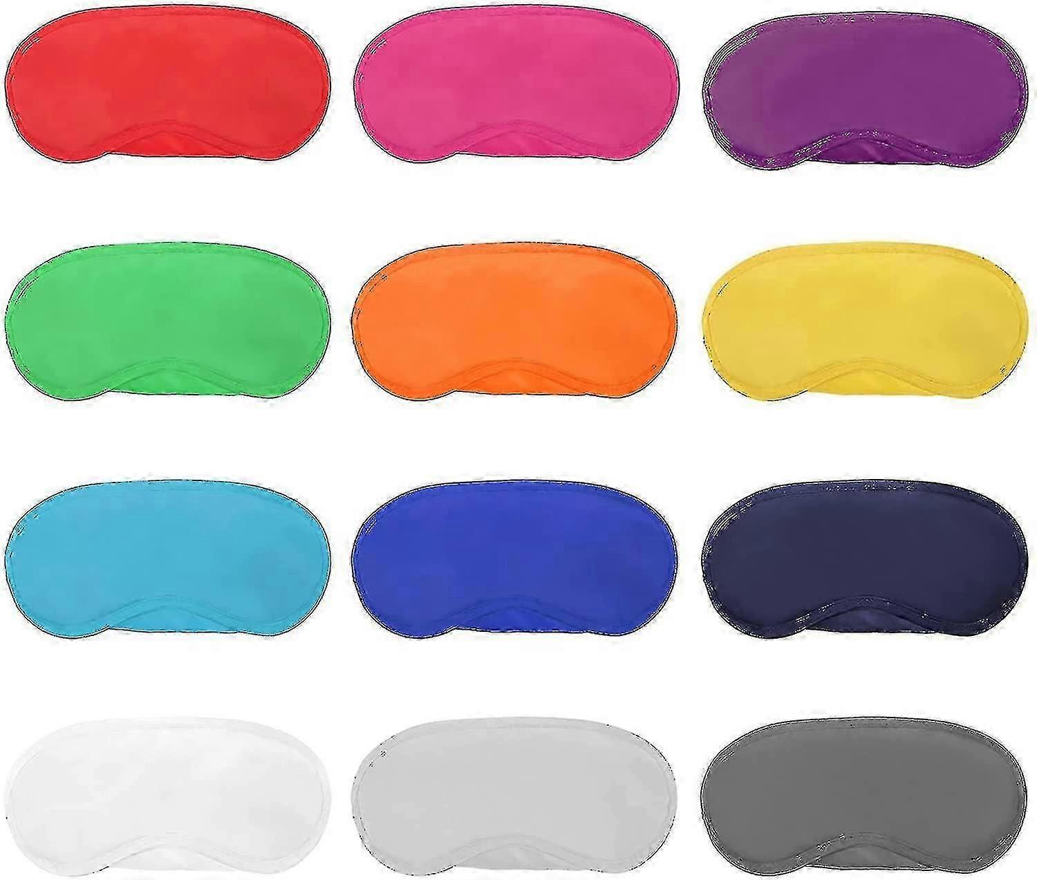 12 Pieces Multicolor Eye Mask Cover Lightweight Blindfold Sleep Mask With Nose Pad And Elastic Straps For Kids