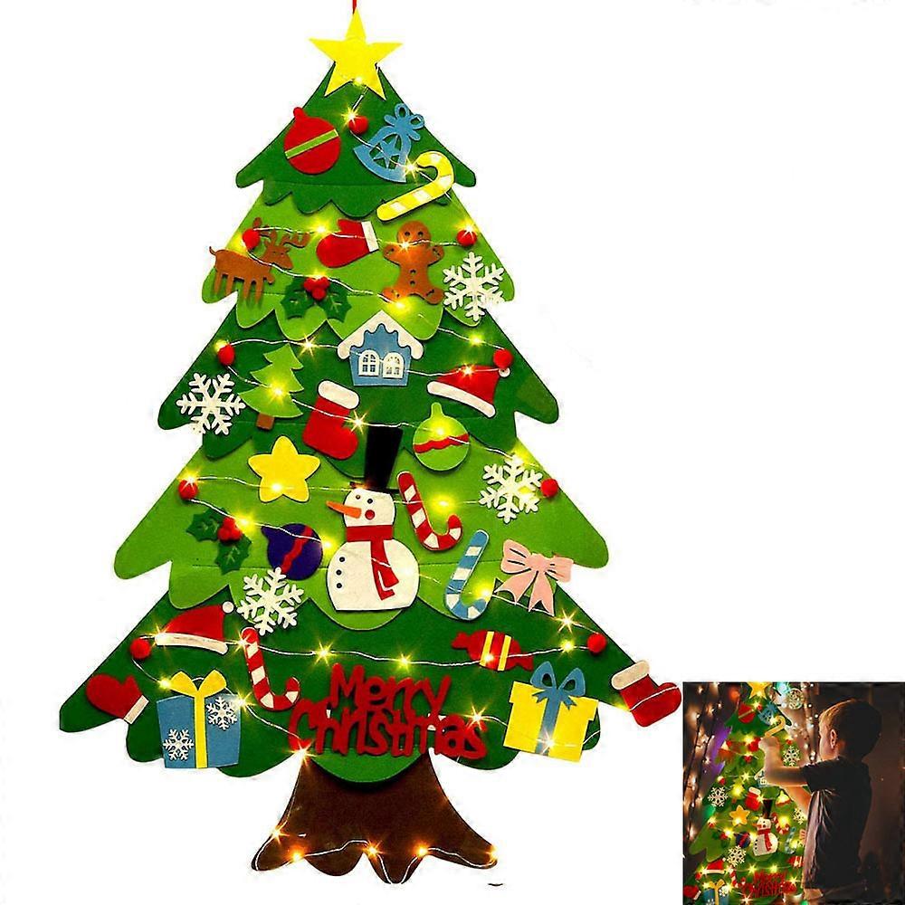 DIY Felt Christmas Tree Set Detachable Xmas Wall Hanging Decorations