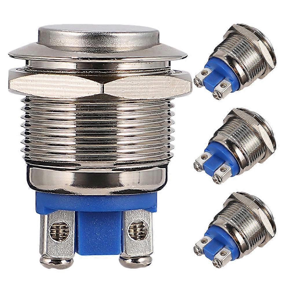 Waterproof Metal Momentary Push Button Switch for Car Horn Industrial Use Silver Reset 4Set