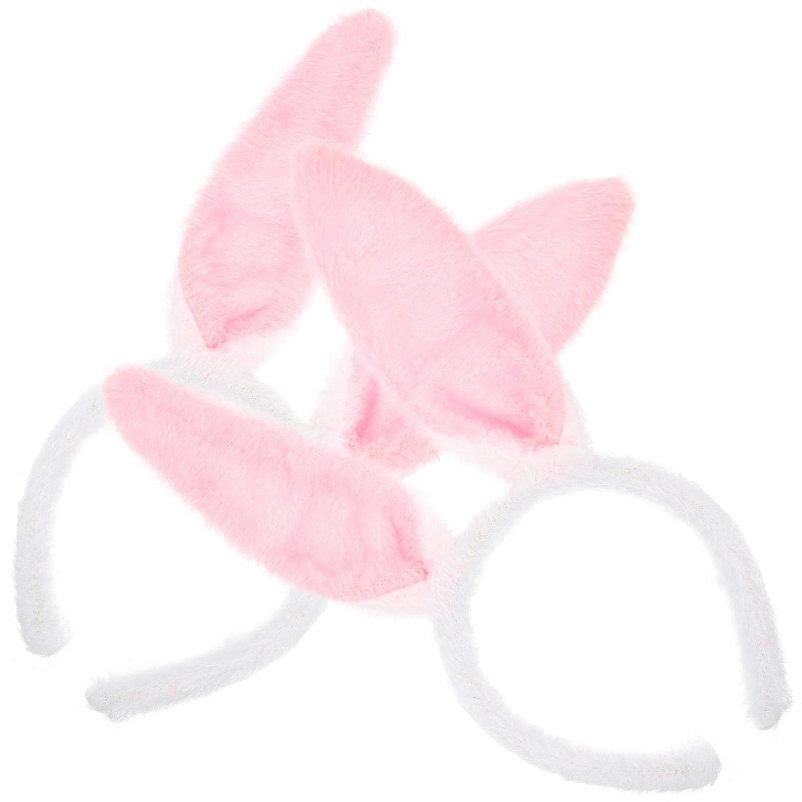 Easter Headband Plush Bunny Ears Hair Clasps for Party 6Pcs