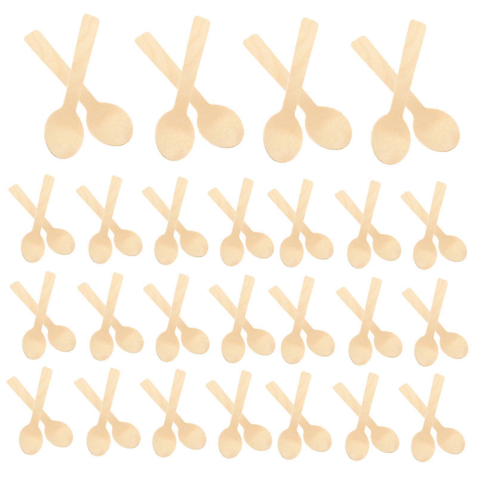 Ice Cream Bamboo Small Serving for Family Dining Beige Serving 100Pcs