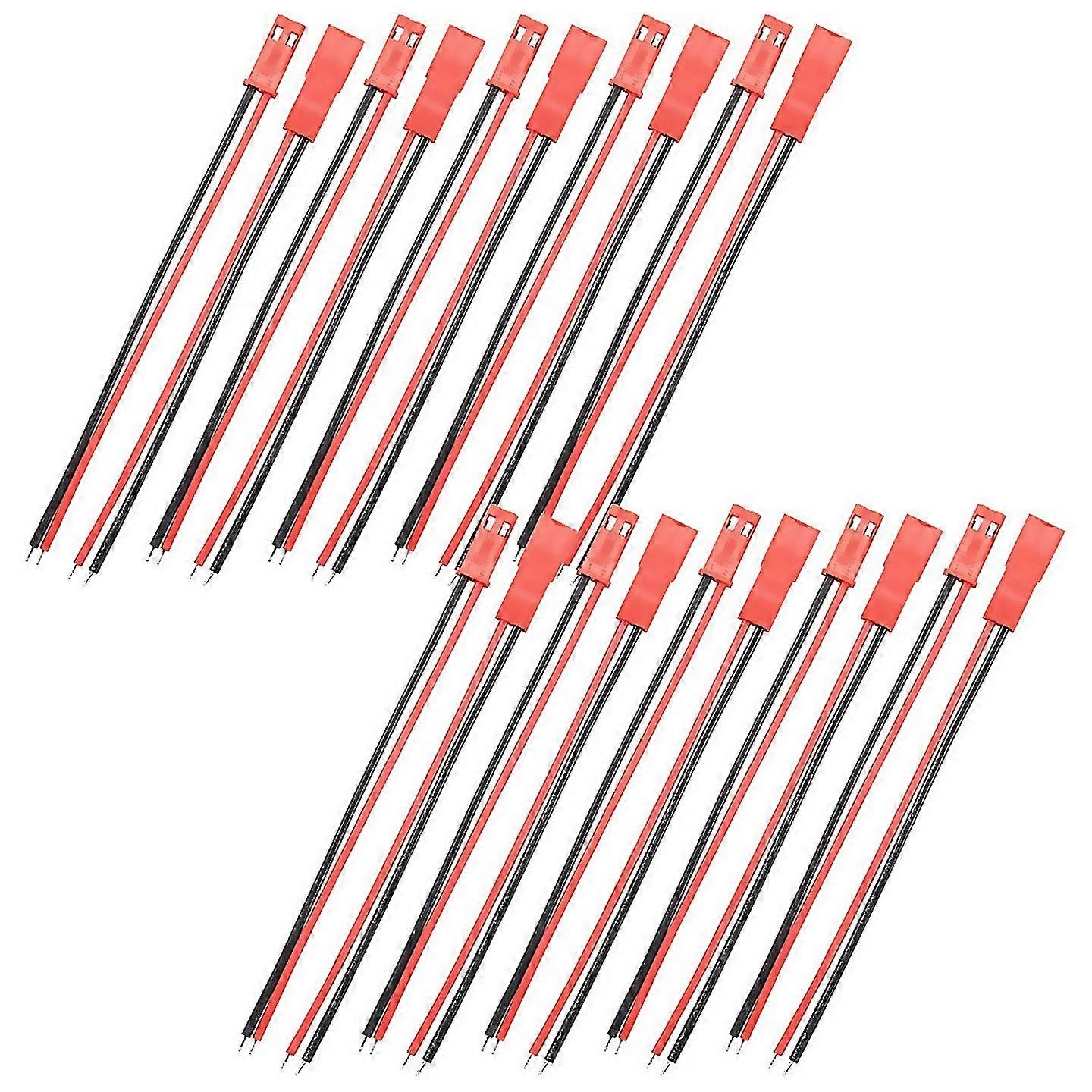 For 10 Pairs 2 Pin Jst Plug Socket Connector M To F 110mm Cable Wire Red Black