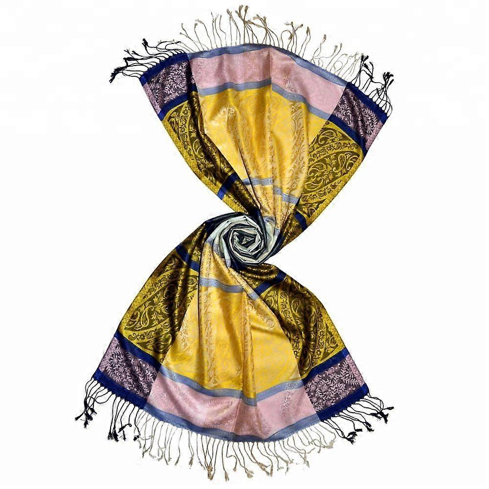 Textured striped pattern woven silk shawl