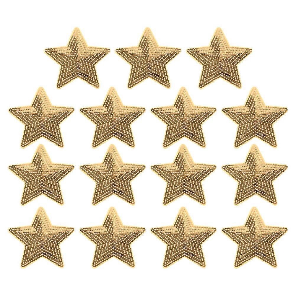 Golden Iron on Sequin Star Patches for Hats and Jeans 30Pcs Pack