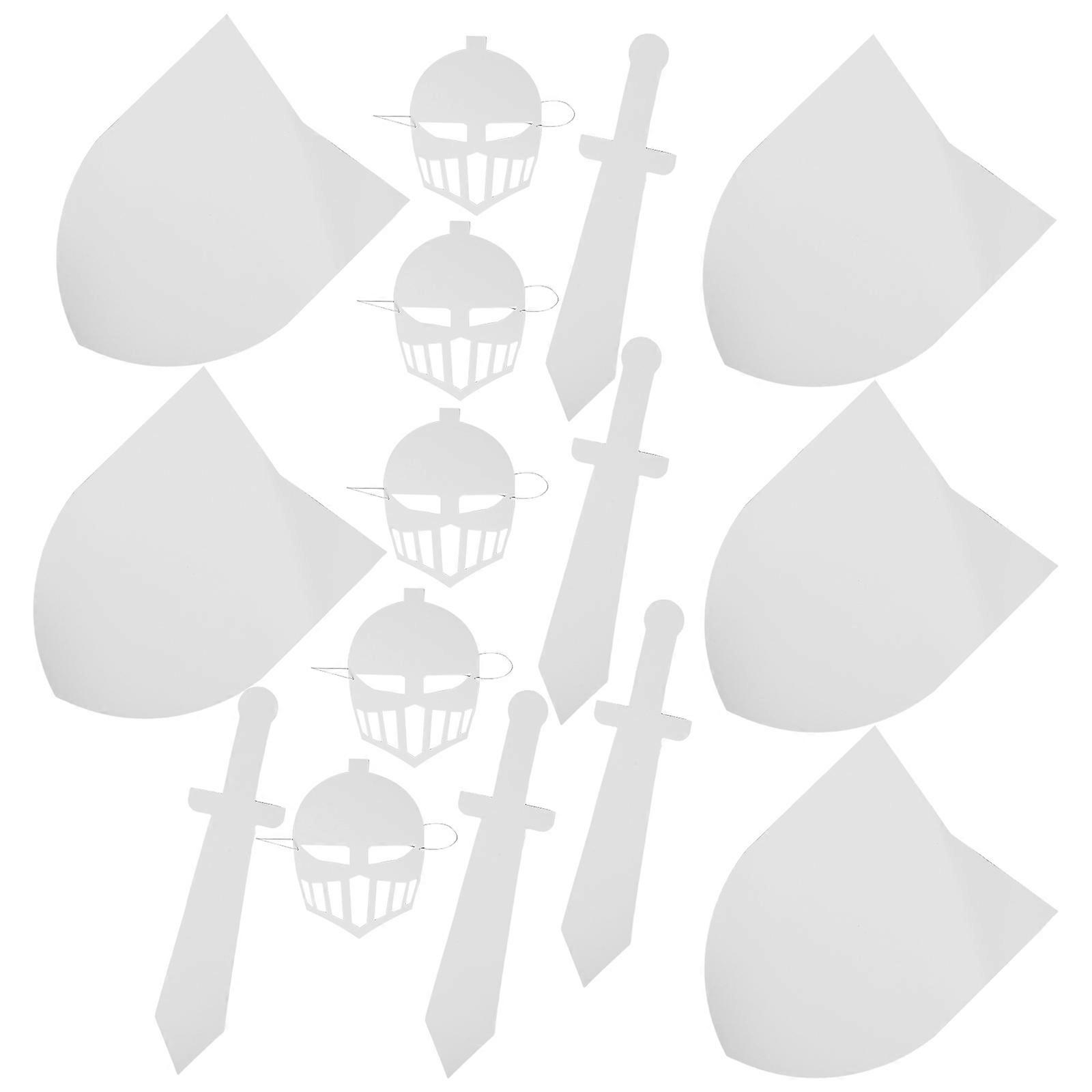 Creative Play Party Accessories For Kids 20 Sets Of Unfinished Paintable Cardboard Shield And Sword
