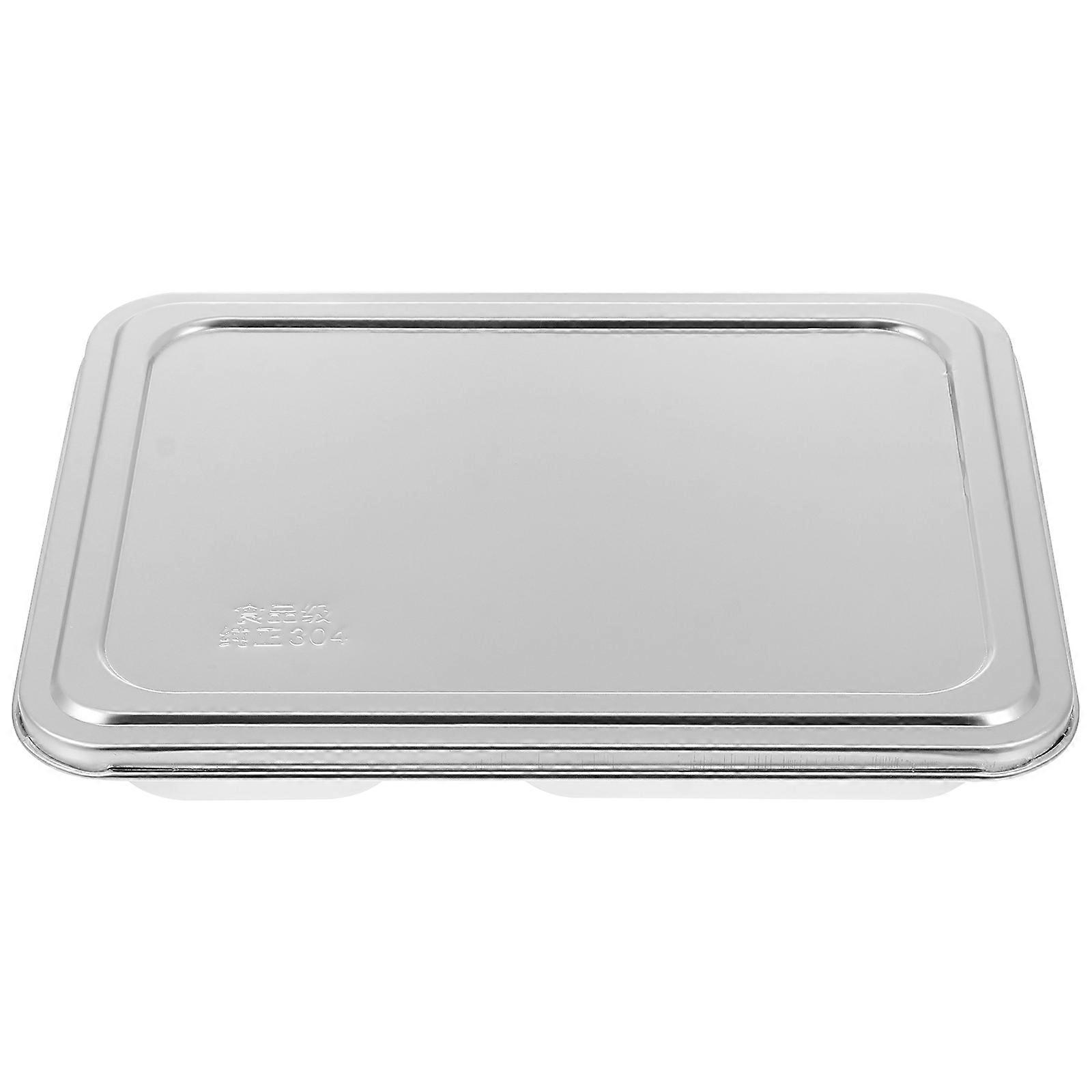 Lunch Compartment Tray Rectangular Design For Students Campers Restaurant Users Silver Heat Resistant 5 Pcs