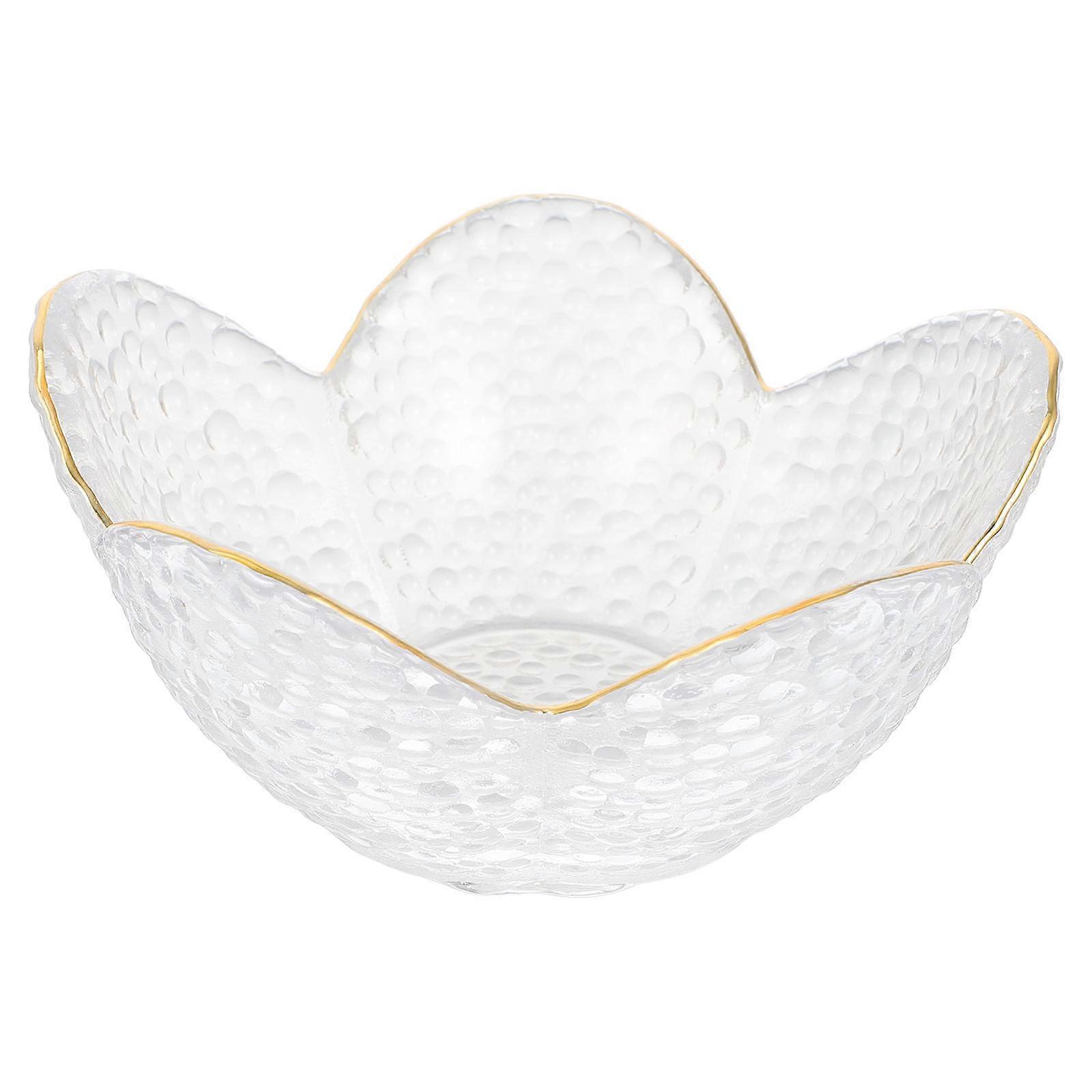 Glass Dessert Container Lotus Fruit Plate for Storage Use 2Pcs