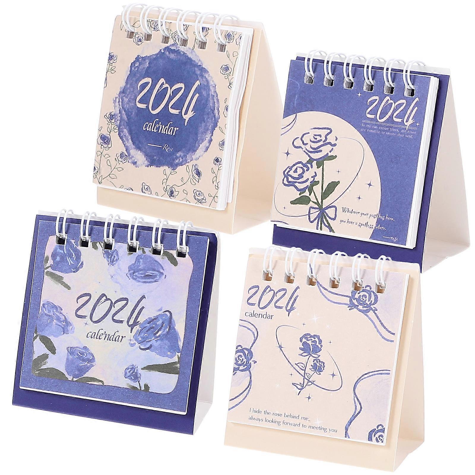 Simple Design Month Calendars For Home Decoration 8Pcs Blue Rectangular Paper Calendar With Date Marking