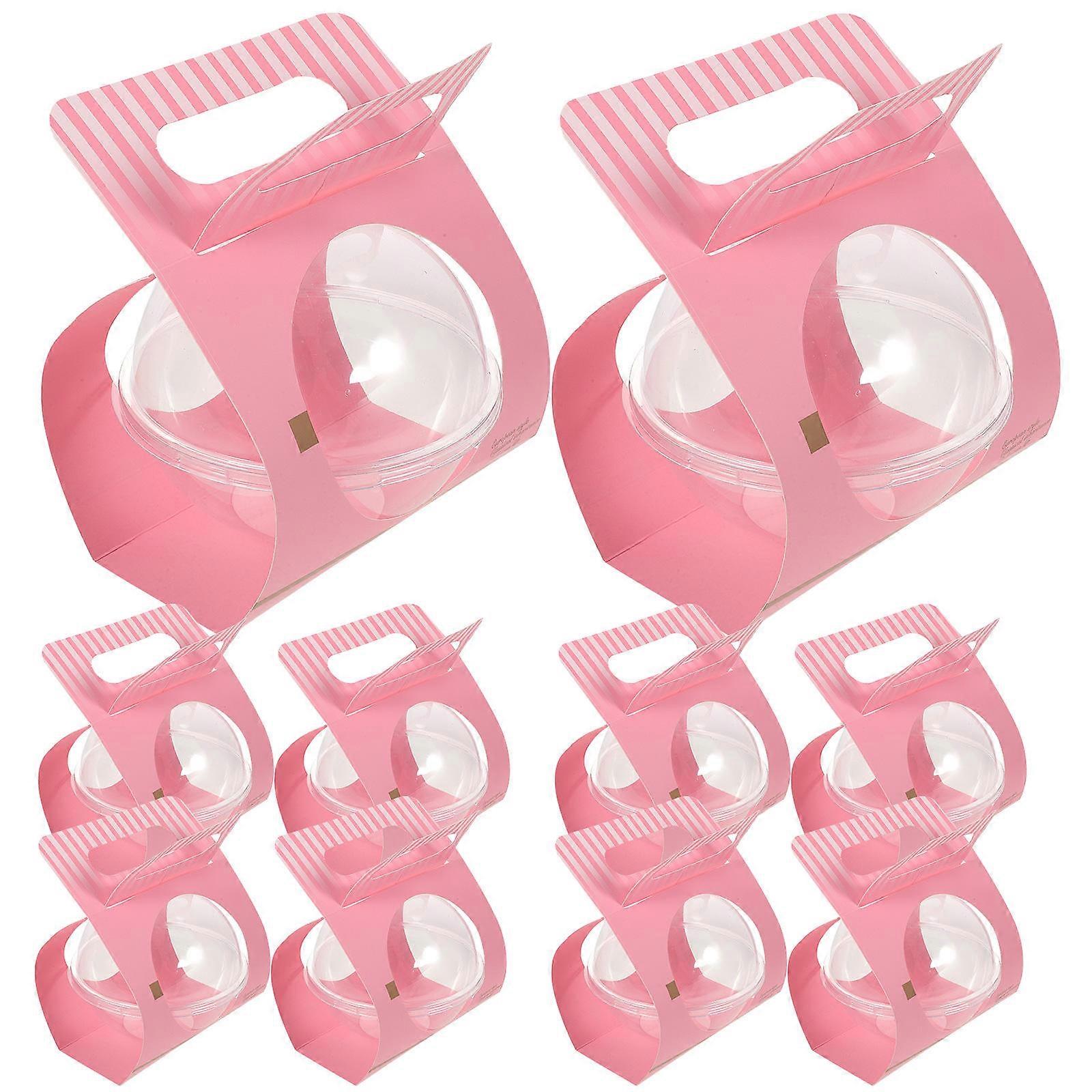 Dessert Containers Round Ball Shape Safe To Use For Cakes Pastries 10Pcs Pink