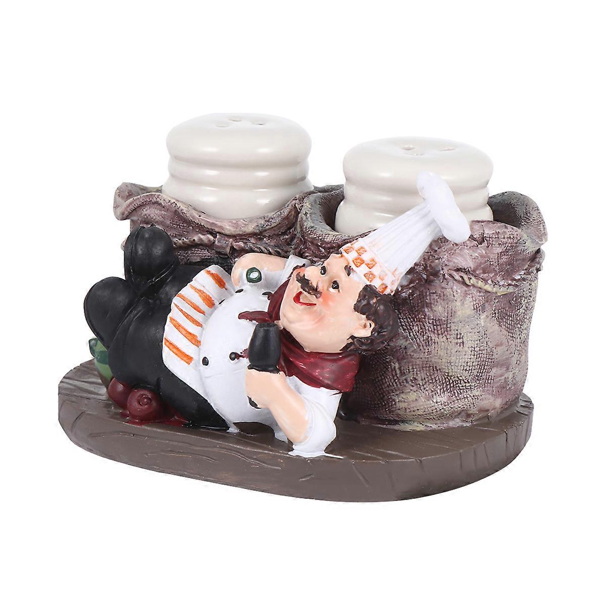 Funny Resin Chef Statue 2Pcs Adornment Storage Jar Home Decor Right Lying Chef For Bistro Bakery Gift
