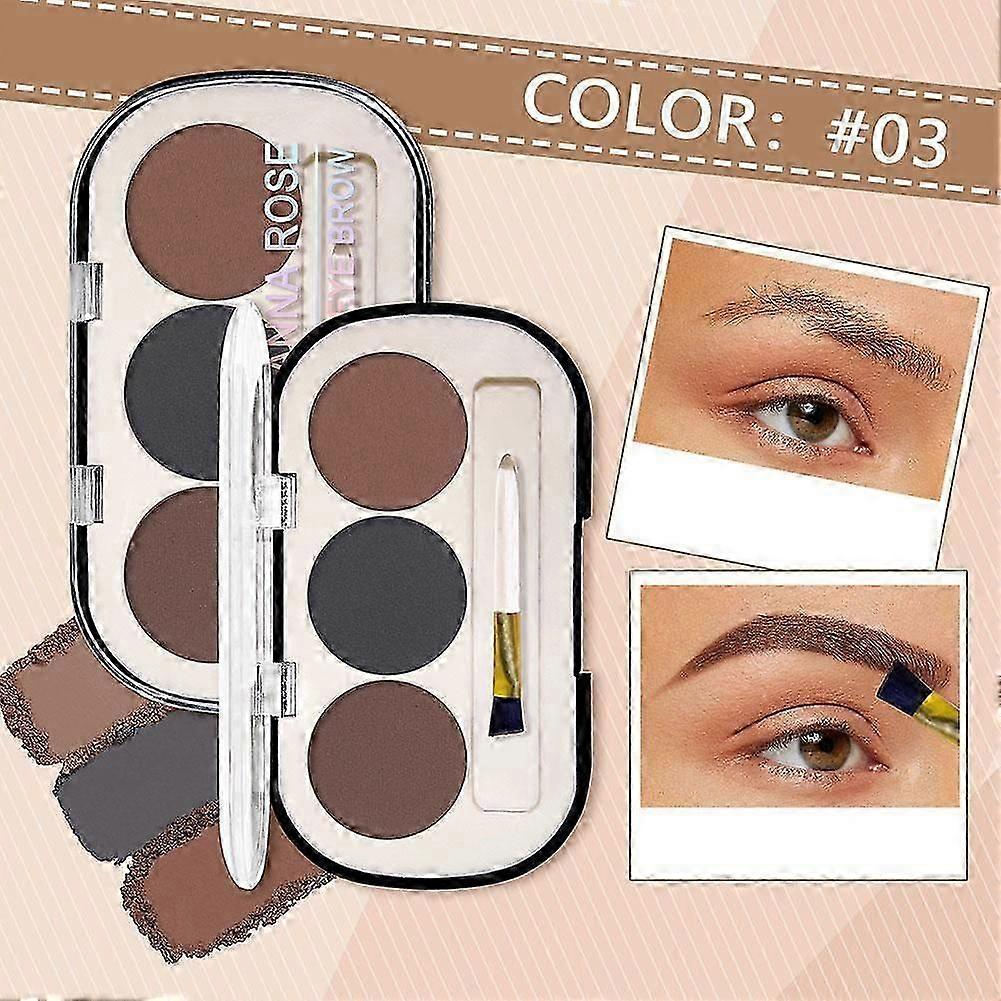 3-color Eyebrow Powder Palette With Eyebrow Brush Waterproof Long Lasting