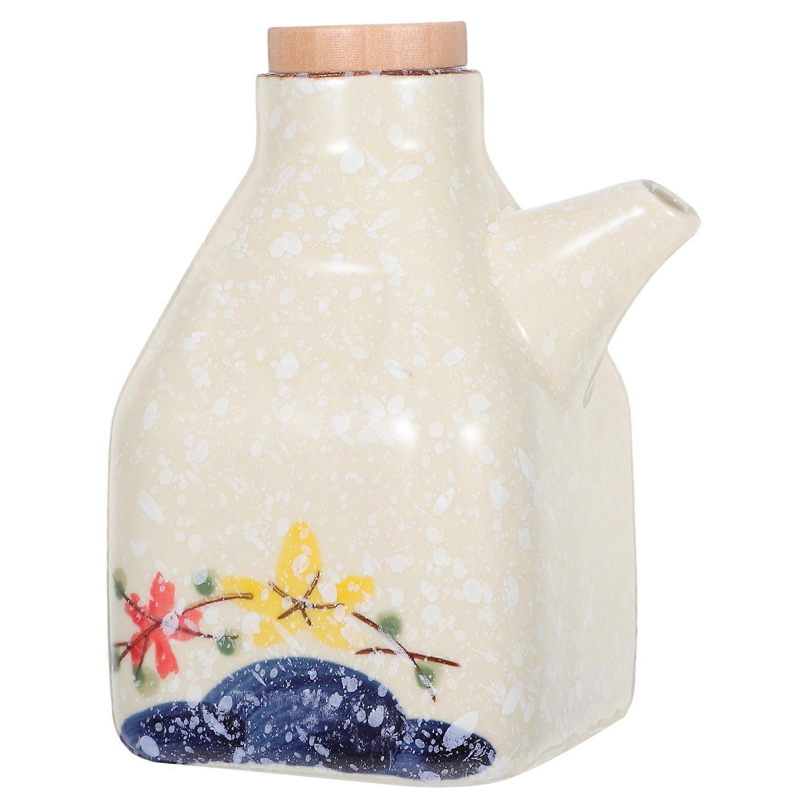 Ceramic Oil Dispenser 5Pcs For Kitchen Japanese Style Soy Sauce Container Rectangular Storing Condiments