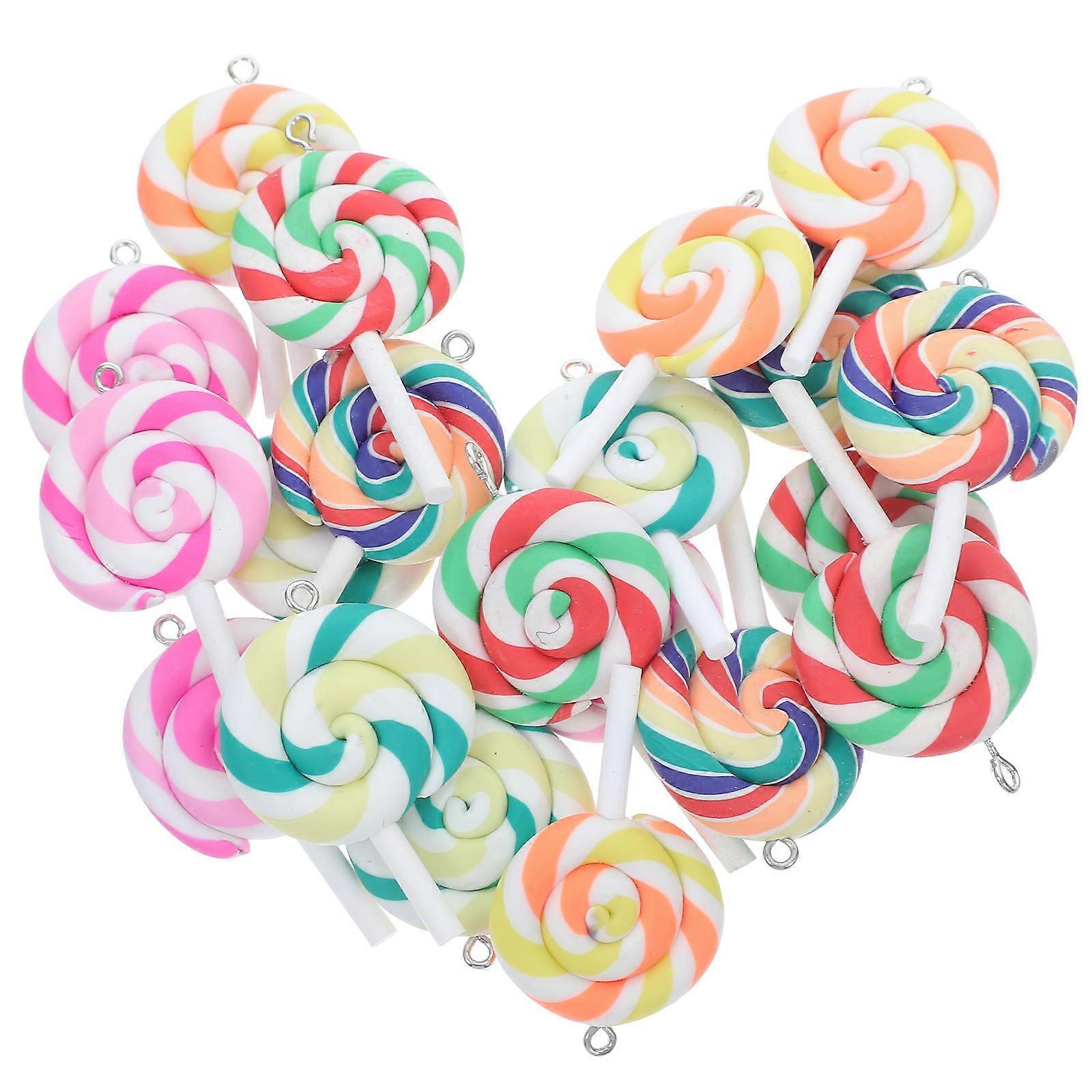 Vibrant Lollipop Shape Charms Perfect For Gift Making And Handmade Crafts 100 Pcs Soft Polymer Clay