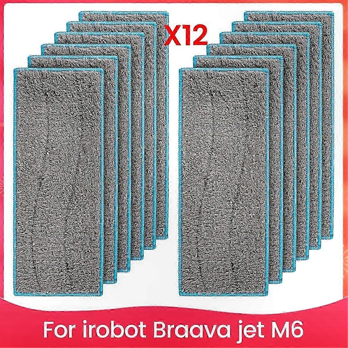 Microfiber Cleaning Cloths 12-Pack for Wet Mopping Robots Compatible with Braava Jet M6