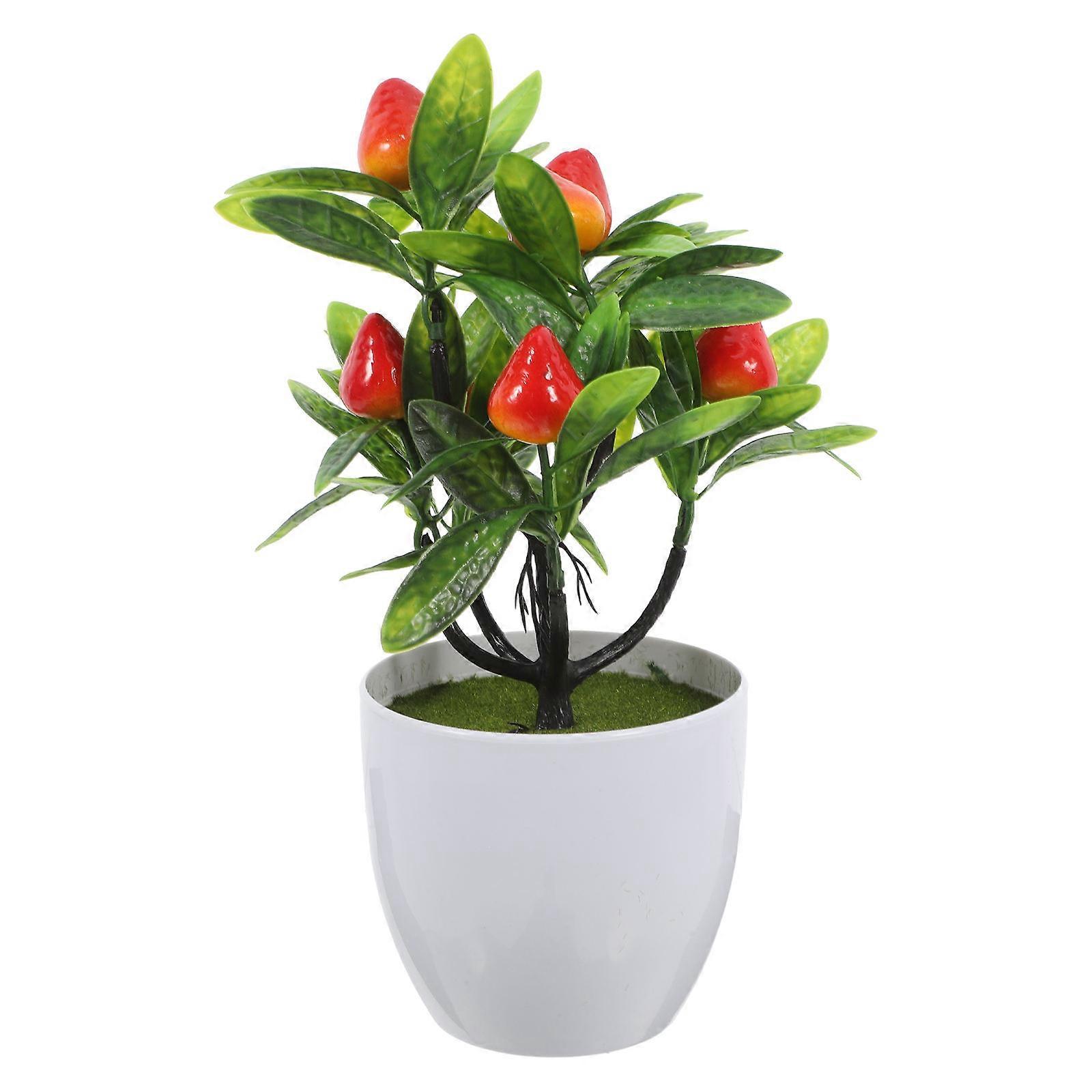 Faux Fruit Tree Artificial Plant for Home Decoration 2Pcs Red PVC