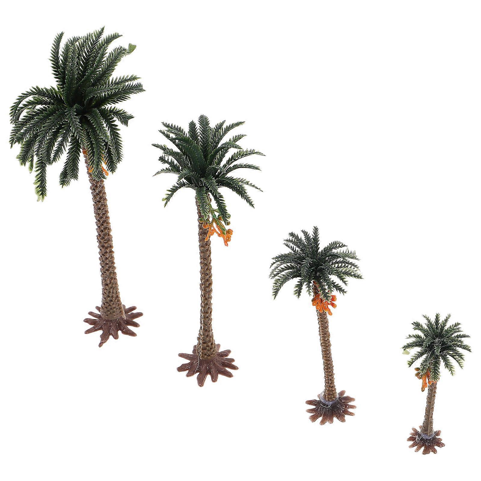 Mini Model Trees Coconut Tree Decoration Realistic Style Sand Table Plants H=15CM 4Pcs
