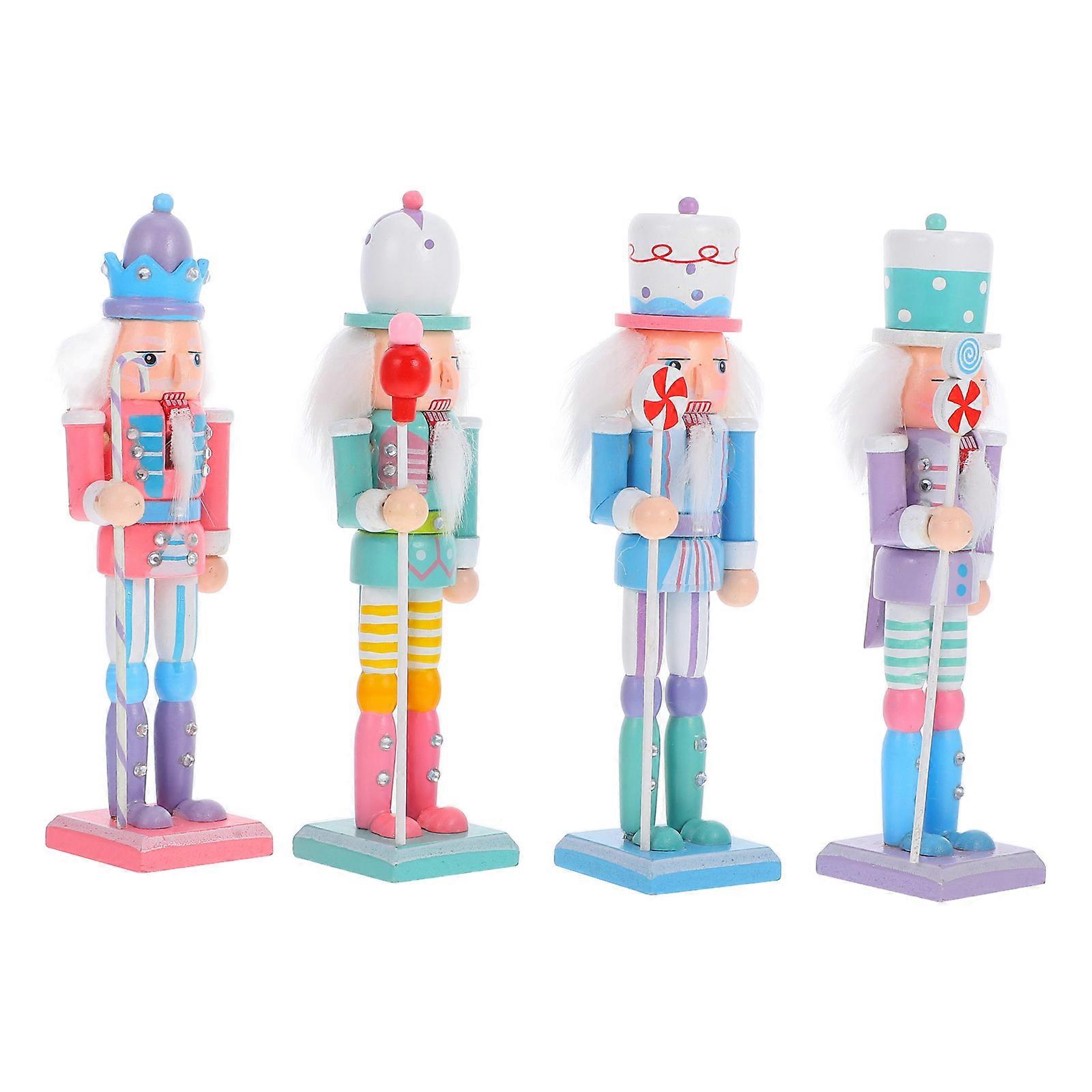 Xmas Decor Nutcracker 4Pcs Multi Wooden Soldier Nutcracker Charm Decoration
