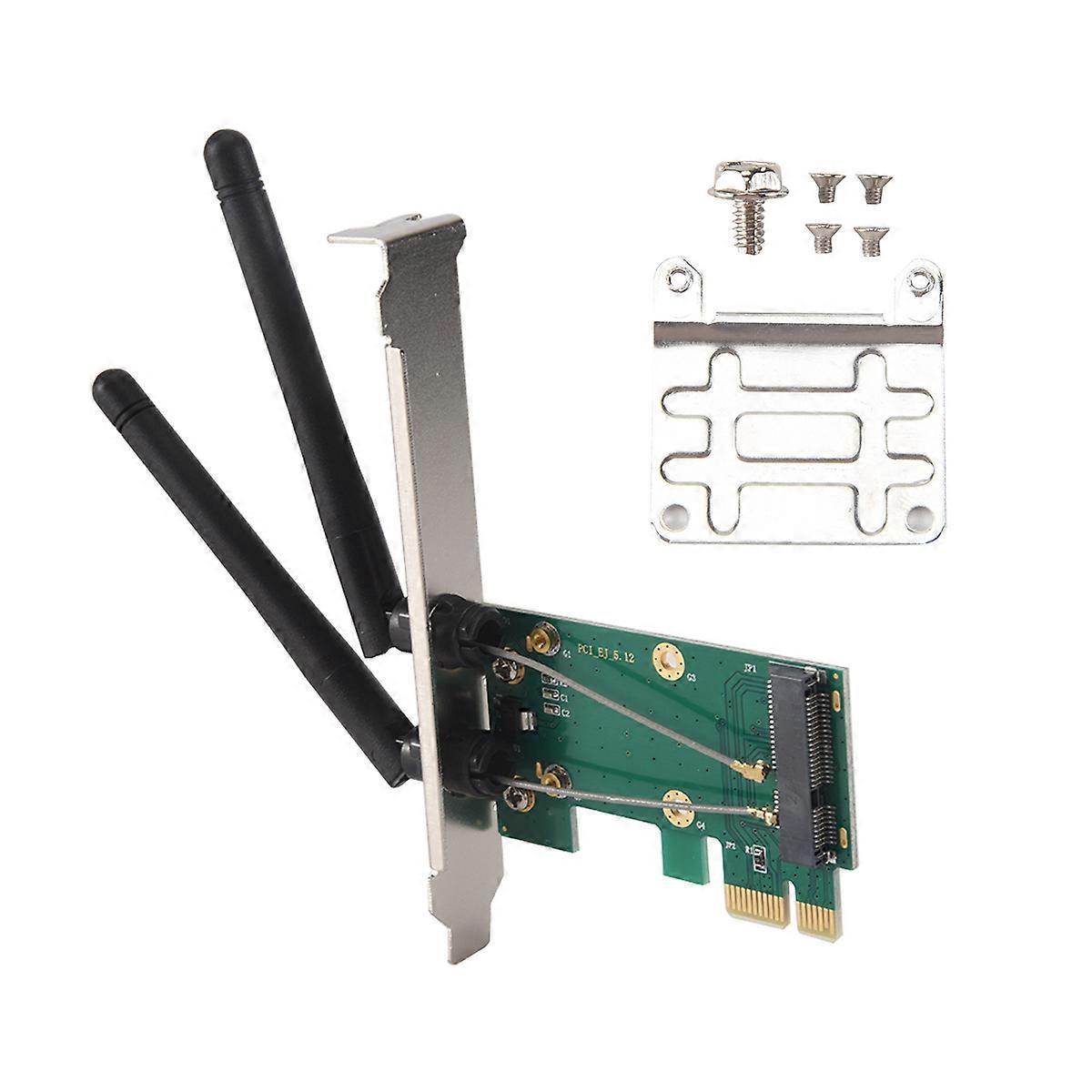 Wireless Card WiFi Mini PCI-E Express to PCI-E Adapter with 2 Antenna External for PC