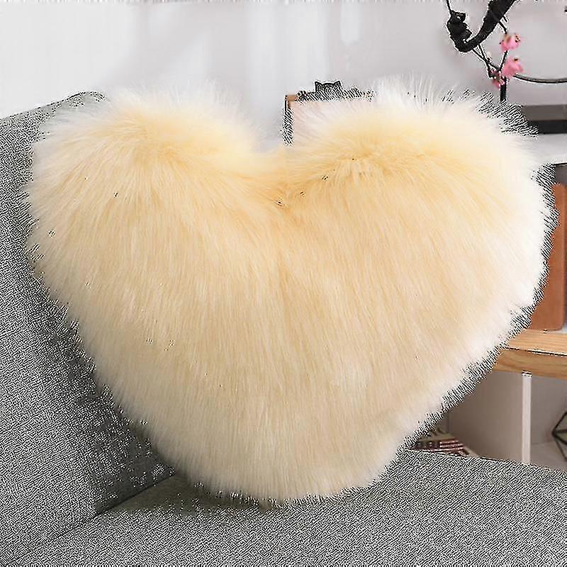 Almofada de coração de pele falsa decorativa para quarto e sofá 15,7 x 19,7 polegadas Inserção de travesseiro não incluído